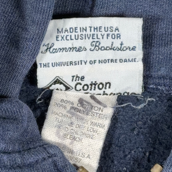 Vintage Notre Dame Sweater Adult MEDIUM Blue Hoodie Zip USA Campus Bookstore 90s - Picture 8 of 11